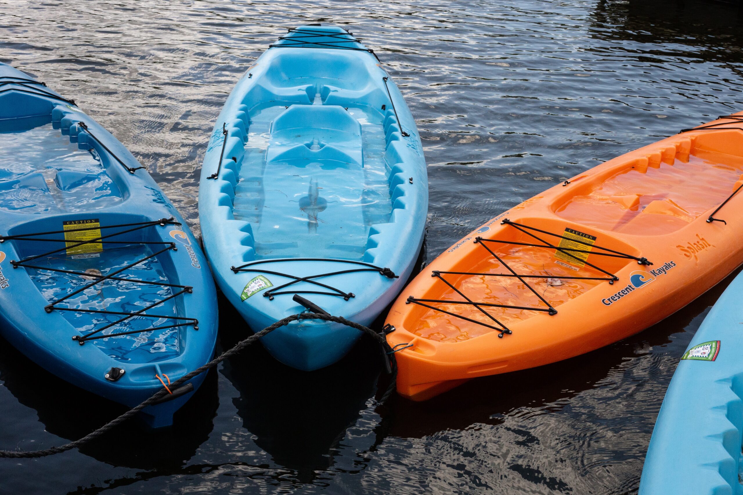 four kayaks in river